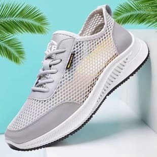 Men's Hollow Mesh Soft Sole Running Shoes, Summer Men's Sports Shoes, Breathable Mesh Versatile Casual Shoes