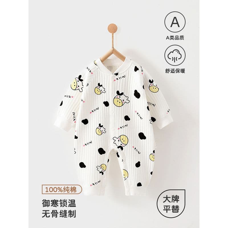 Newborn Jumpsuits, Autumn and Winter Quilted Baby Clothes, Boys and Girls, Pure Cotton Warm Clothes