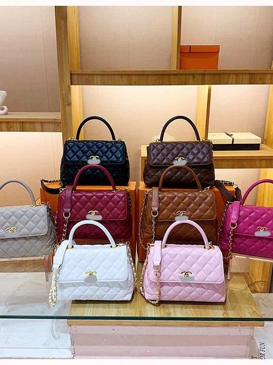 2026 New Style Chanel-Inspired Quilted Handbag for Women, Double C Lock Chain Shoulder Crossbody Bag, Textured Small Square Bag