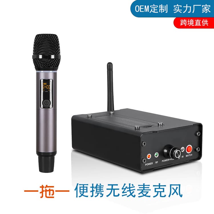 Portable One-to-One UHF Wireless Microphone for Professional Stage Performance, Sound Card, Audio Recording, Dynamic Microphone
