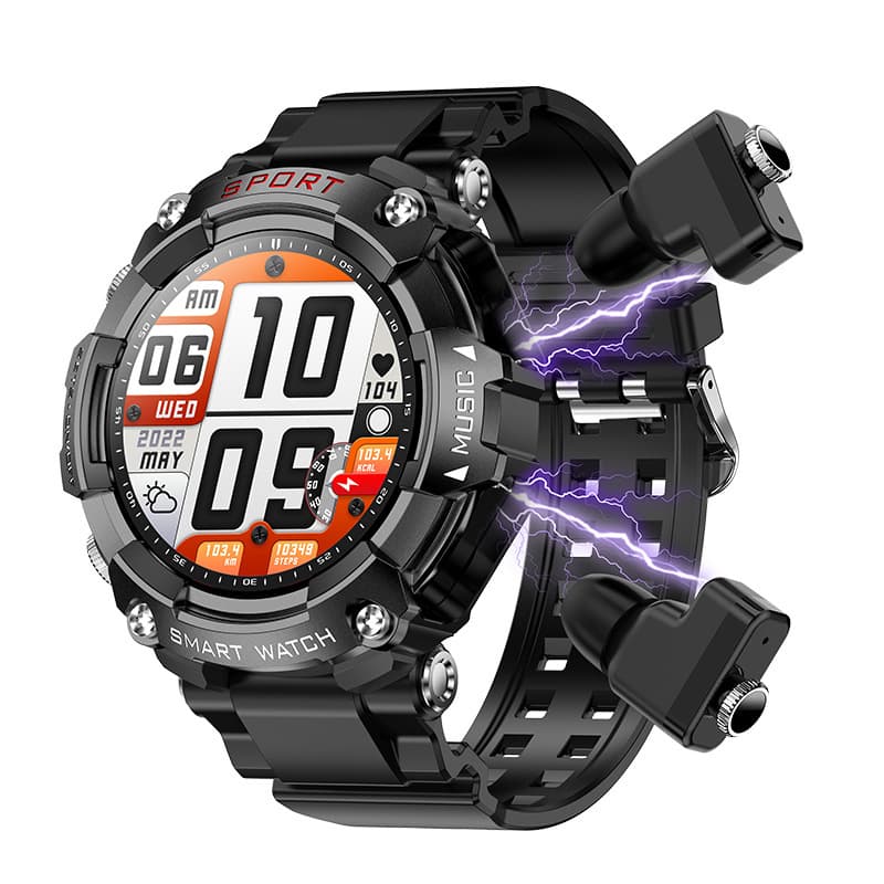 New T96 Outdoor Bluetooth Earbuds Smartwatch with Call, Local MP3, Multi-Sport, Heart Rate & Blood Pressure Monitoring