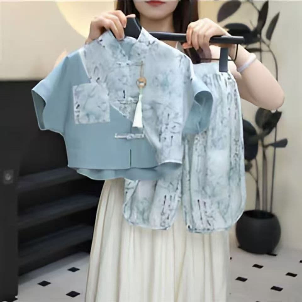 Boys Hanfu summer national style suit 2026 new children's short-sleeved Tang suit thin section boys summer suit ancient Chinese style