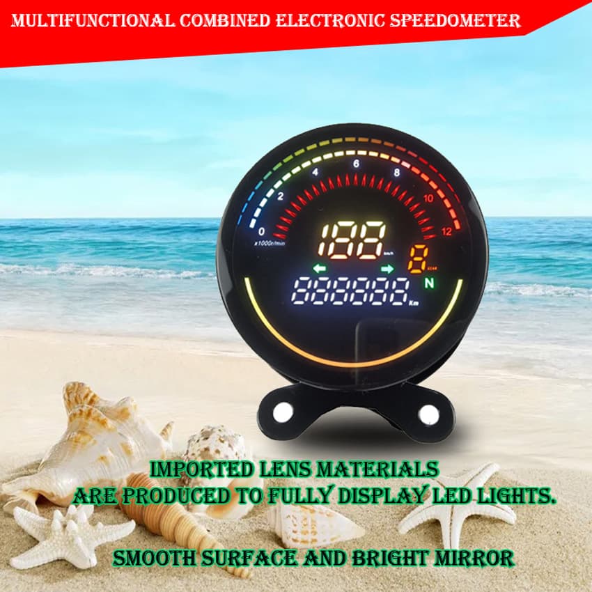 Retro cruiser motorcycle instrument panel parameters adjustable, virtual pointer, LED digital speedometer, automatic brightness adjustment