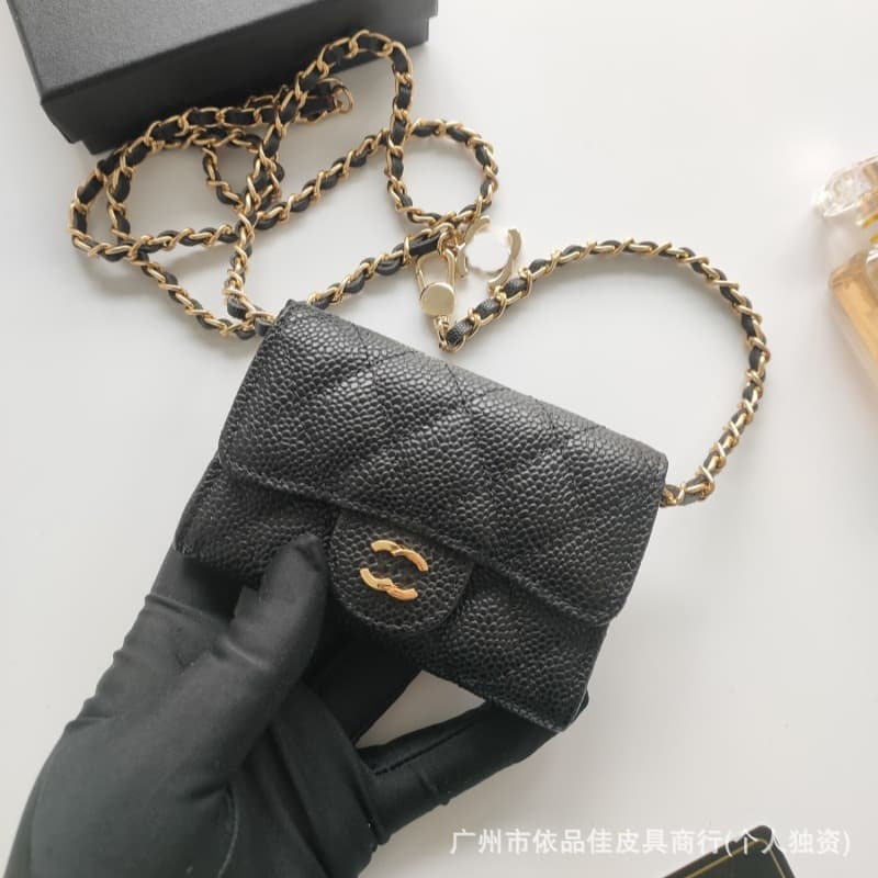 Cross-Border Chanel-Style Genuine Leather Mini Cf Crossbody Bag Chain Waist Bag Accessory Bag Coin Purse