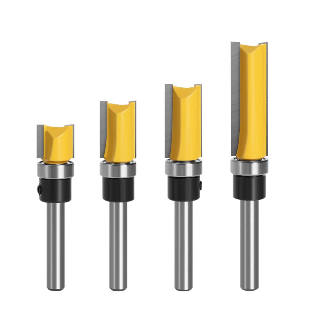 1/4" Shank Bearing Straight Bit 1 Flush Trim Router Bit Woodworking Milling Cutter Double-Edge Trimmer Blade Woodworking Tool