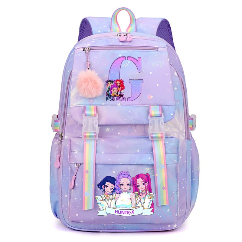 Cross-Border Demon Hunters KPop Demon Hunters Letter Print Backpack, Casual Large Capacity Backpack