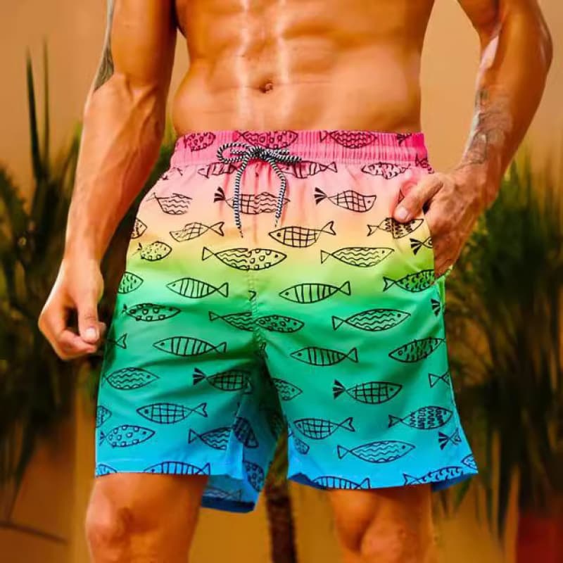 2026 New Men's Beach Shorts 3D Print Large Size Quick-Dry Thin Men's Shorts Sports Casual Pink Series