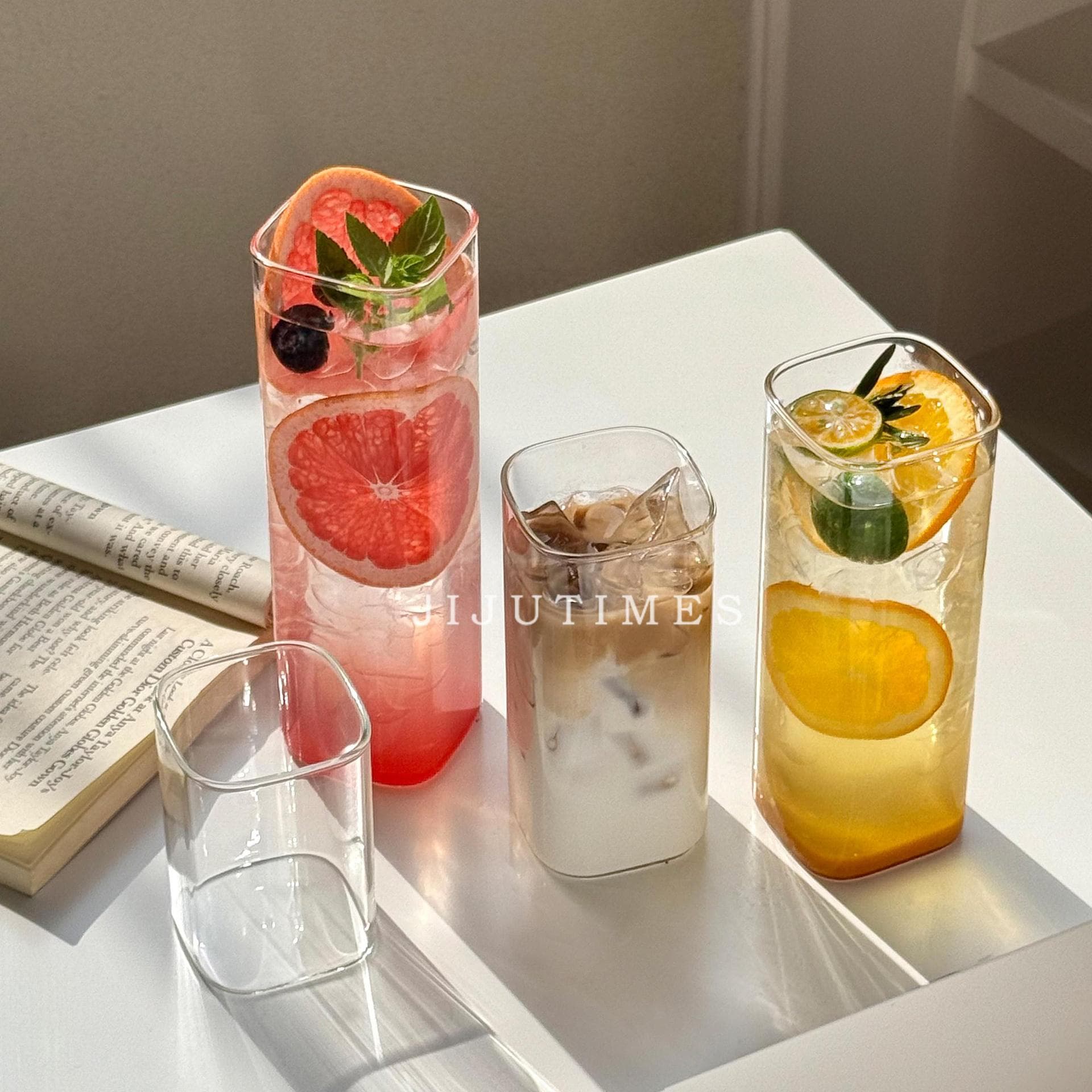 Ins Large Capacity High Borosilicate Glass Cup, Heat-Resistant, Cold Drink Fruit Tea Coffee Juice Water Cup