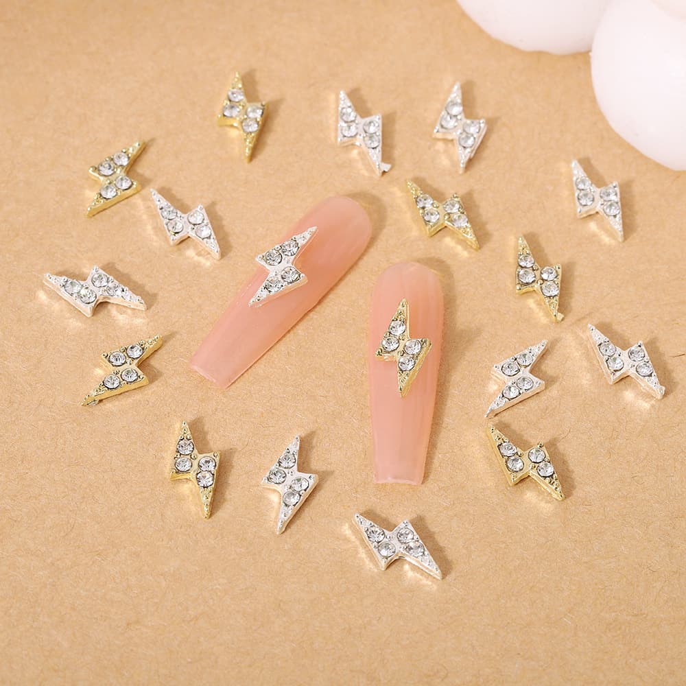 Personalized simple style diamond lightning nail art accessories fashion light luxury DIY alloy three-dimensional nail accessories decoration
