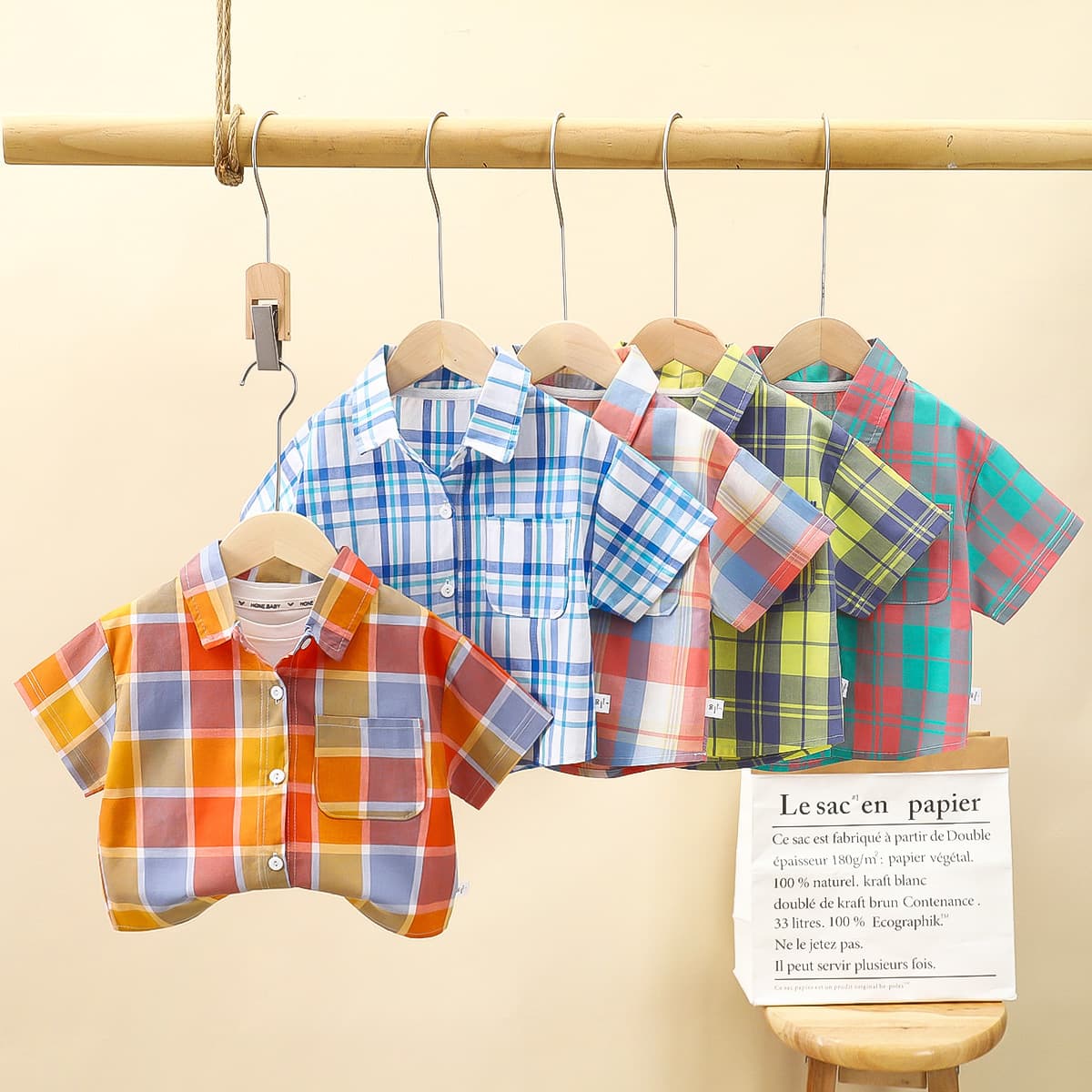 Children's shirt men's 2025 new style baby style cotton plaid shirt spring and autumn fashion lapel cardigan for children and middle-aged children
