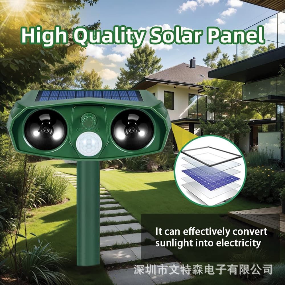 Cross-border popular outdoor waterproof solar mouse repeller for cats and dogs, ultrasonic animal repeller