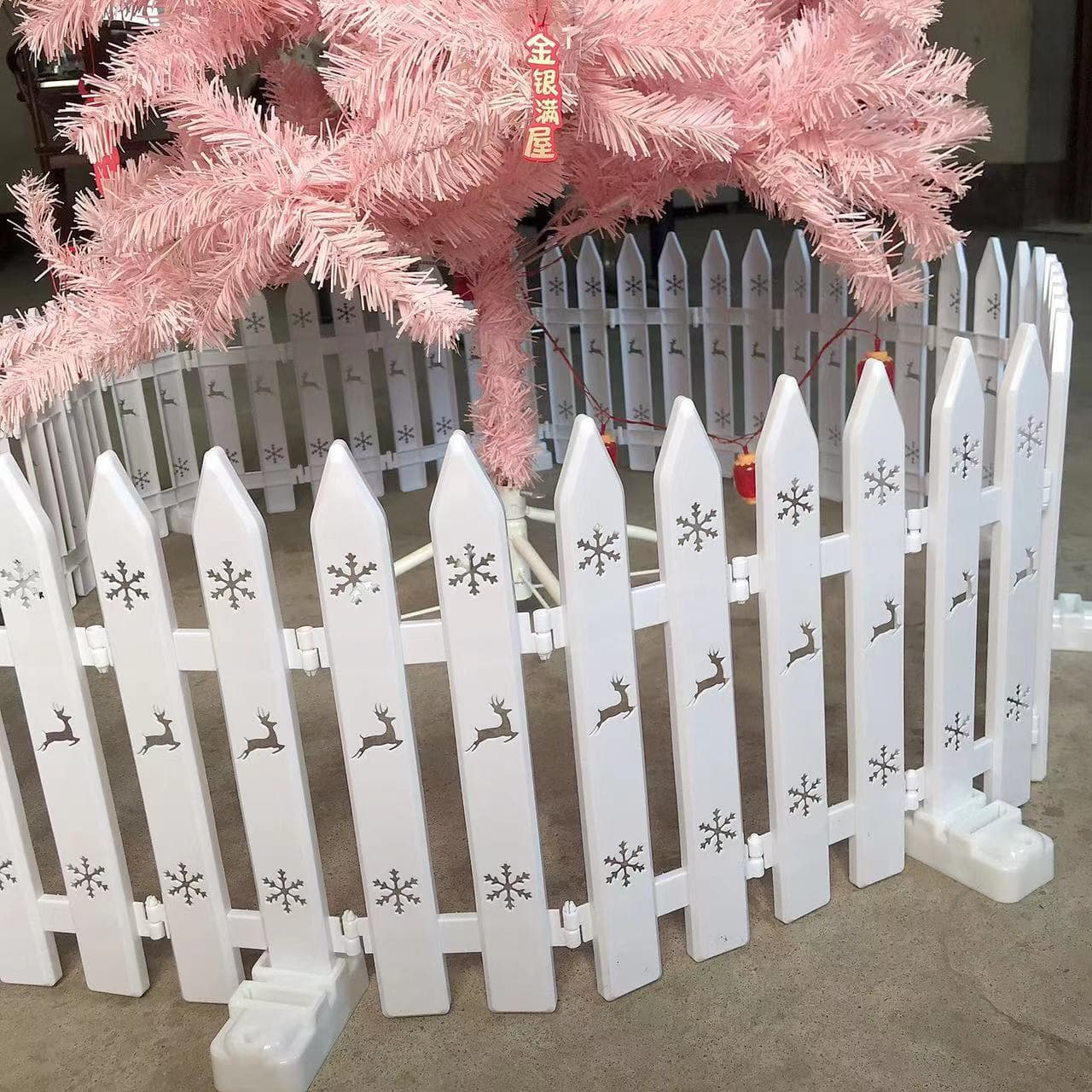 Christmas Fence White Plastic Fence Hollow Flying Deer Fence Decoration Mall Atmosphere Home Scene Arrangement