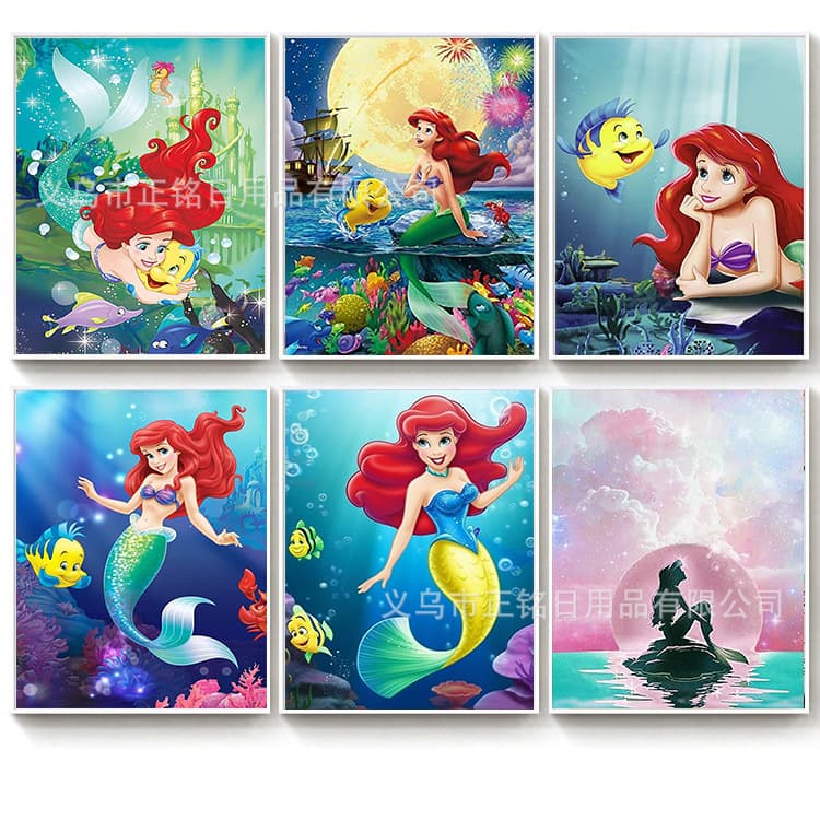 Mermaid 5D Diamond Painting DIY Round Full Drill Living Room Bedroom Diamond Embroidery Cross-Border Factory Direct Wholesale