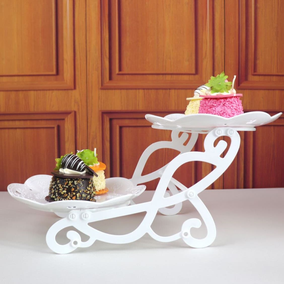 Cross-border Plastic Dessert Display Stand Wedding Living Room Birthday Light Luxury Cake Tray Tea Break Dessert Stand Cake Rack