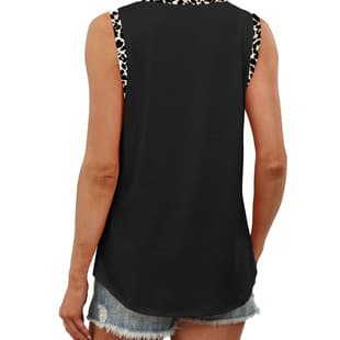 2026 Amazon Temu Cross-Border Trade European and American Summer New Round Neck Patchwork Leopard Print Slim Fit Chic Women's Top