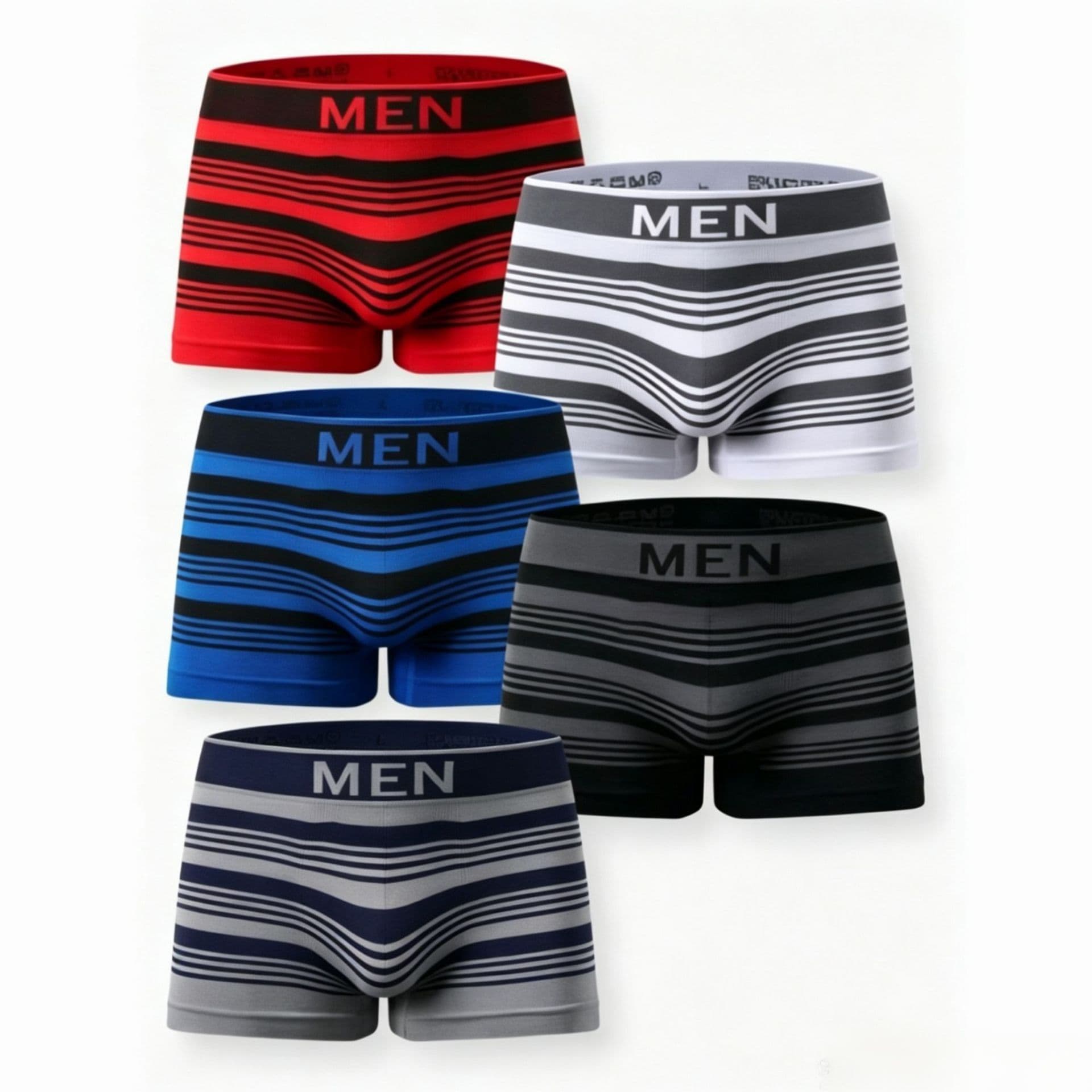 MEN Striped Big Size Elastic Sports Seamless Comfortable Breathable Jacquard Contrast Color Boxer Briefs