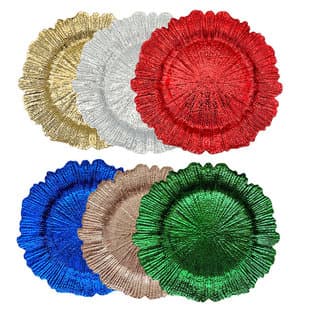Cross-border Charger Plates Christmas Party Dinner Food Mat Plate Hotel Evening PP Plastic Lotus Leaf Plate