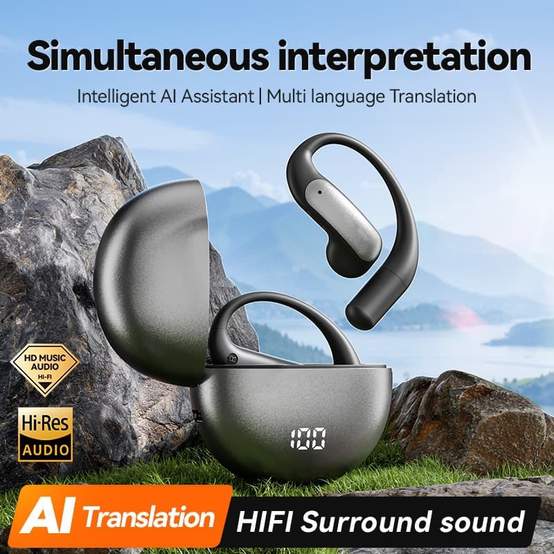 New digital display Bluetooth headset, ear-mounted, non-in-ear sports wireless headset, long battery life, ows foreign trade 2026