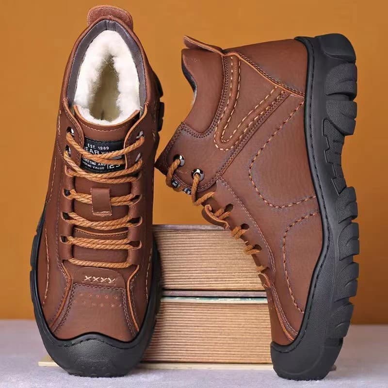 2023 New Cotton Shoes Fleece-Lined Thick Waterproof Casual Men's Cotton Shoes Men's High-Top Outdoor Snow Boots Foreign Trade Wholesale