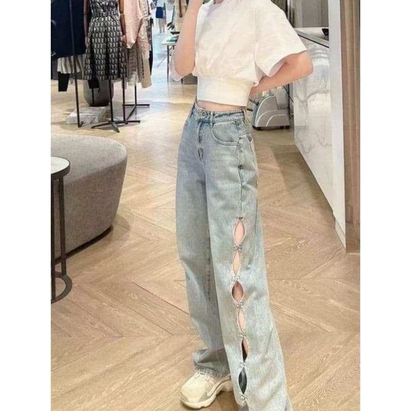2026 spring and summer new high-waist hot girl design niche Korean style loose slimming straight wide-leg floor-length pants