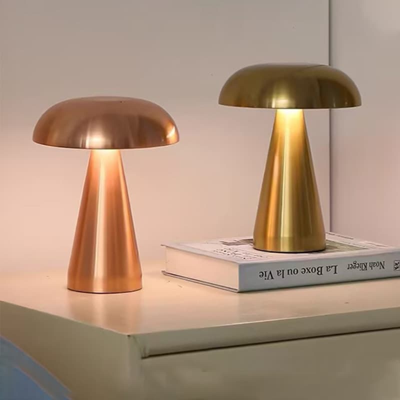 Mushroom Lamp Retro Metal Decorative Table Lamp Charging Restaurant Cafe Desk Bedroom Atmosphere Small LED Night Light