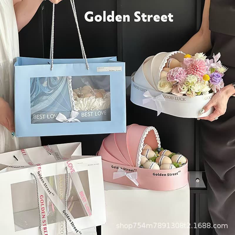 Luxury Gift Box Birthday Flower Box Souvenir Box Birthday Banquet Full Moon Celebration Gift Packaging Stock Factory Wholesale
