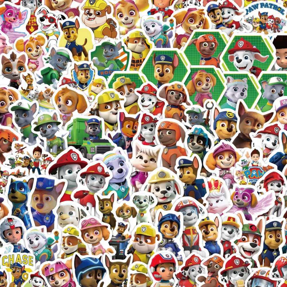 100-Piece Paw Patrol Anime Cartoon Graffiti Stickers for Cross-Border Decoration, Luggage, Water Bottles, Notebooks, Wholesale