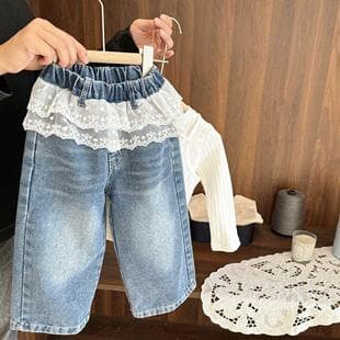 Baby Girl Elegant Straight-Leg Jeans Autumn 2026 New Style Girls' Casual Loose Wide-Leg Pants
