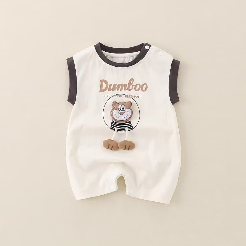 Summer baby onesie, happy bear onesie, newborn onesie, outdoor sweatshirt, baby boy crawling suit