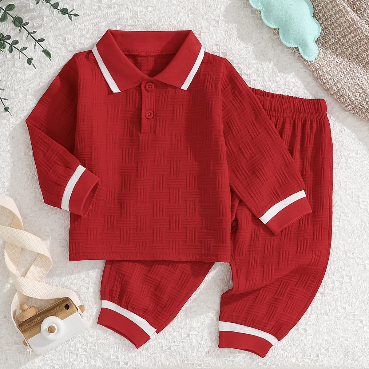 Children's clothing boys' autumn and winter suits boys' suits jacquard POLO long-sleeved casual tops and trousers suits pants