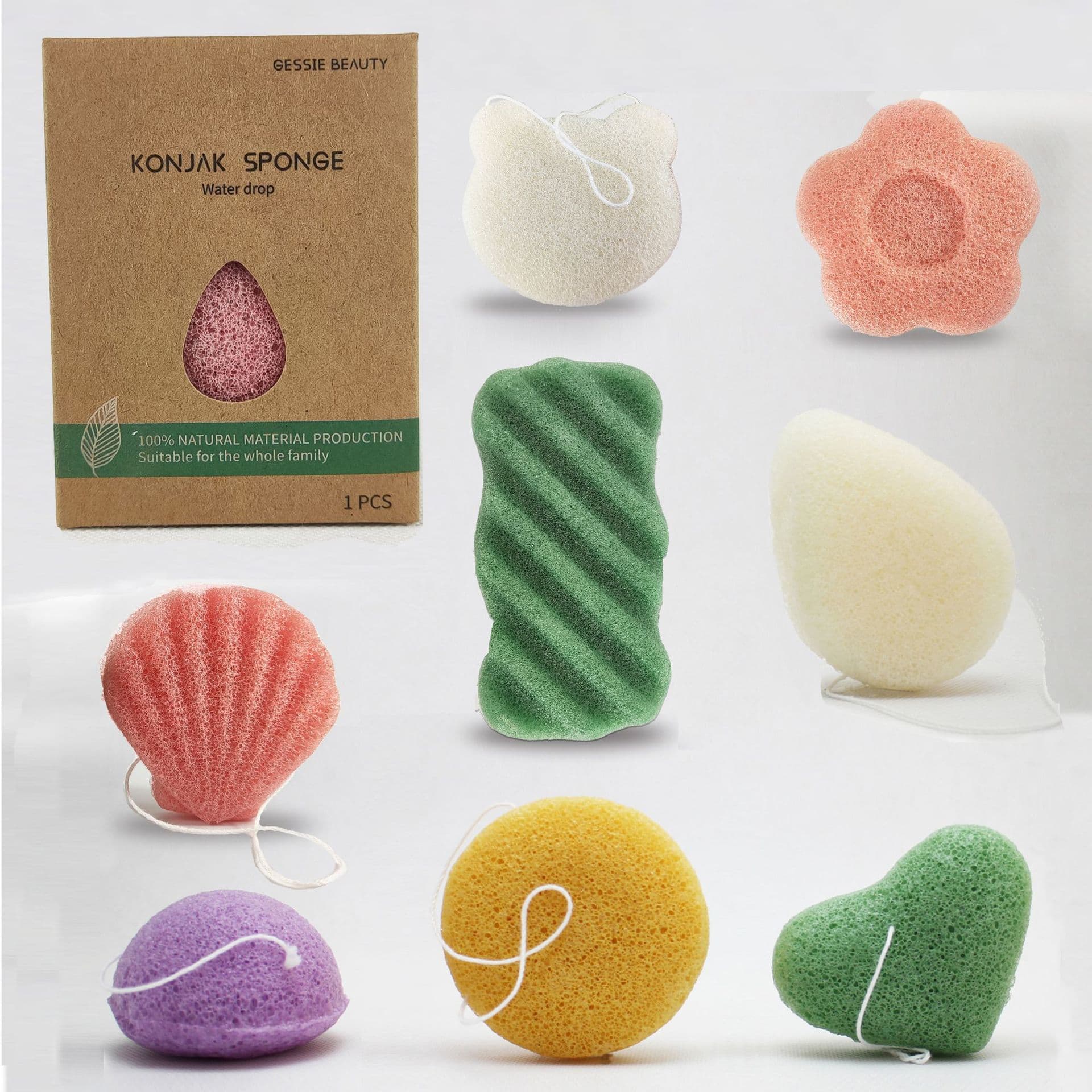 Konjac facial cleansing sponge boxed Konjac sponge biodegradable konjac facial cleansing cotton plant cleaning sponge customized