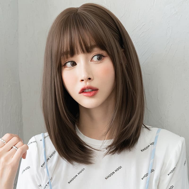 Factory Wholesale Short Straight Wig for Women, Fashionable Sweet Summer Short Bob Wig with Inner Buckle