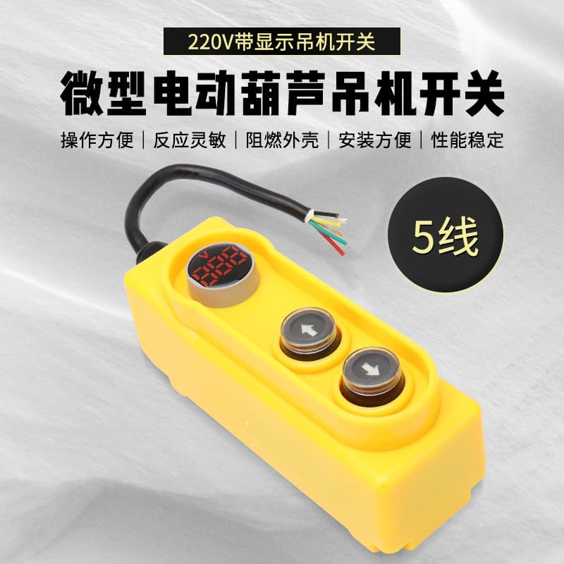 Electric Hoist Crane Switch 220v Lifting Elevator Up Down Switch Handle Controller with Display 5-wire