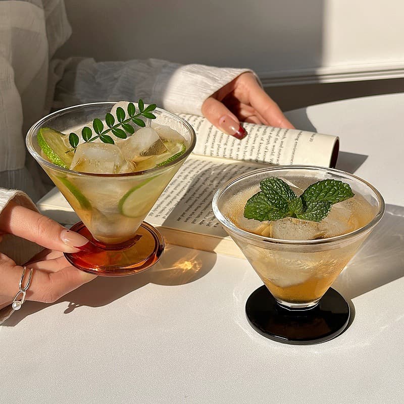 High-end Niche Design Iced Americano Coffee Cup Glass Cup French Vintage Champagne Glass Premium Ice Cream Cup