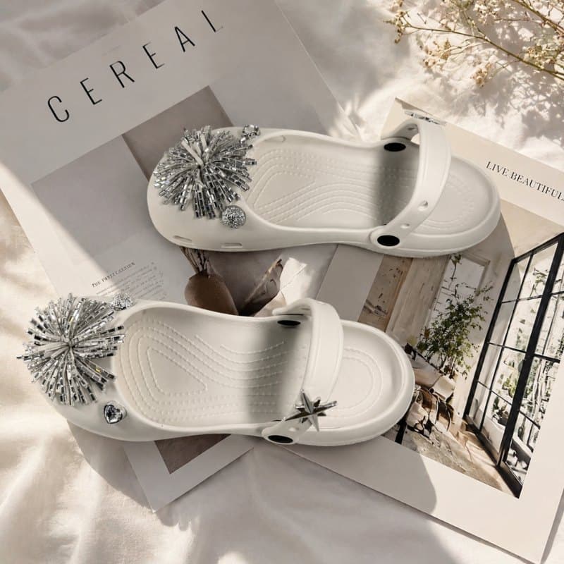 Crystal Mary Jane Ballet Shoes Sandals Women's Crocs Women's Outdoor One-Strap Sandals Beach Shoes Home Slippers Women
