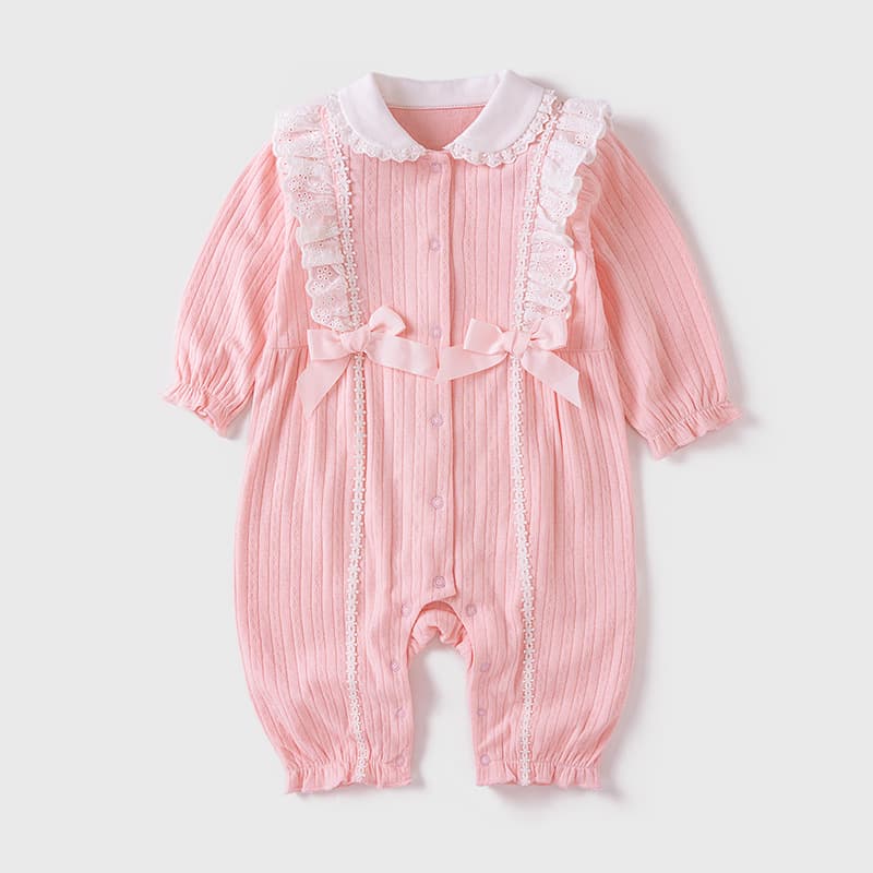Baby Clothes Spring Autumn Cotton Class A Newborn Long Sleeve Knitted Romper Crawling Suit Trendy Girl One-Piece