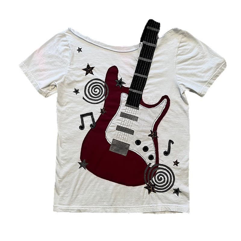 Gothic Rock Y2K Street Light Alt Style New Cross-border Fashion Guitar Design Punk Ins Cross-border Short Sleeve T-Shirt