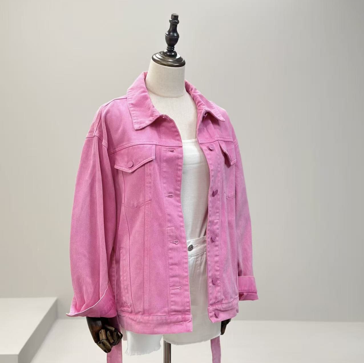 【GK6071】Women's Denim Jacket Pink Denim Coat