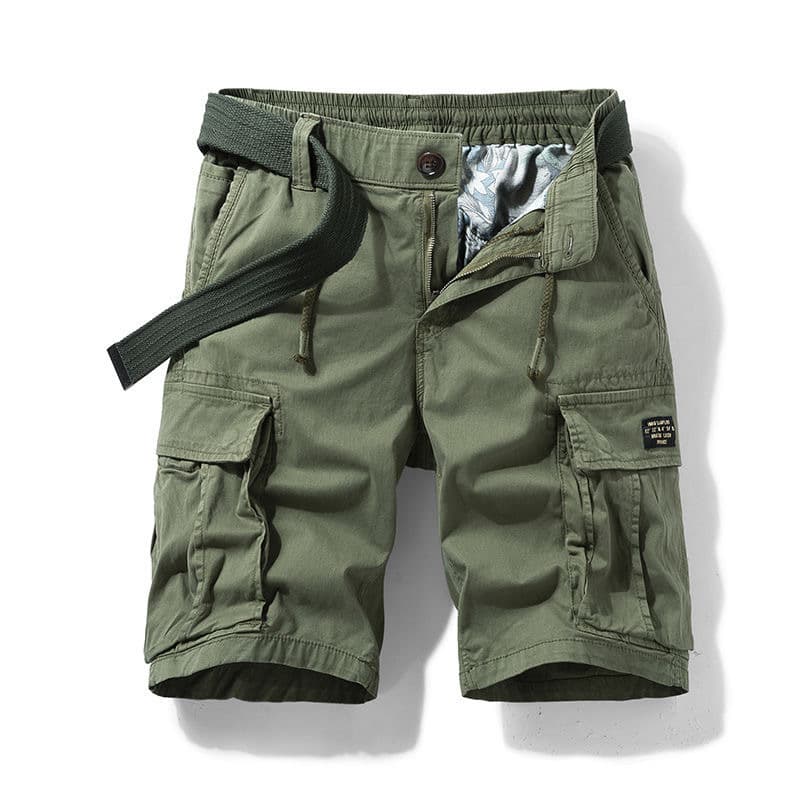 Military Green Cargo Shorts for Men Summer Japanese Cityboy Heavyweight Casual Straight Vintage Pants