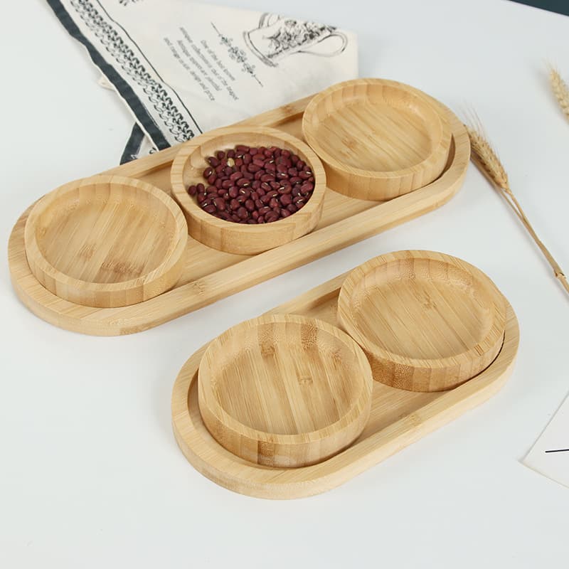 Bamboo Jam Bowl Butter Bowl Cream Bowl Storage Tray Pastry Dessert Plate Japanese Style Minimalist Tray with Bowl Holder