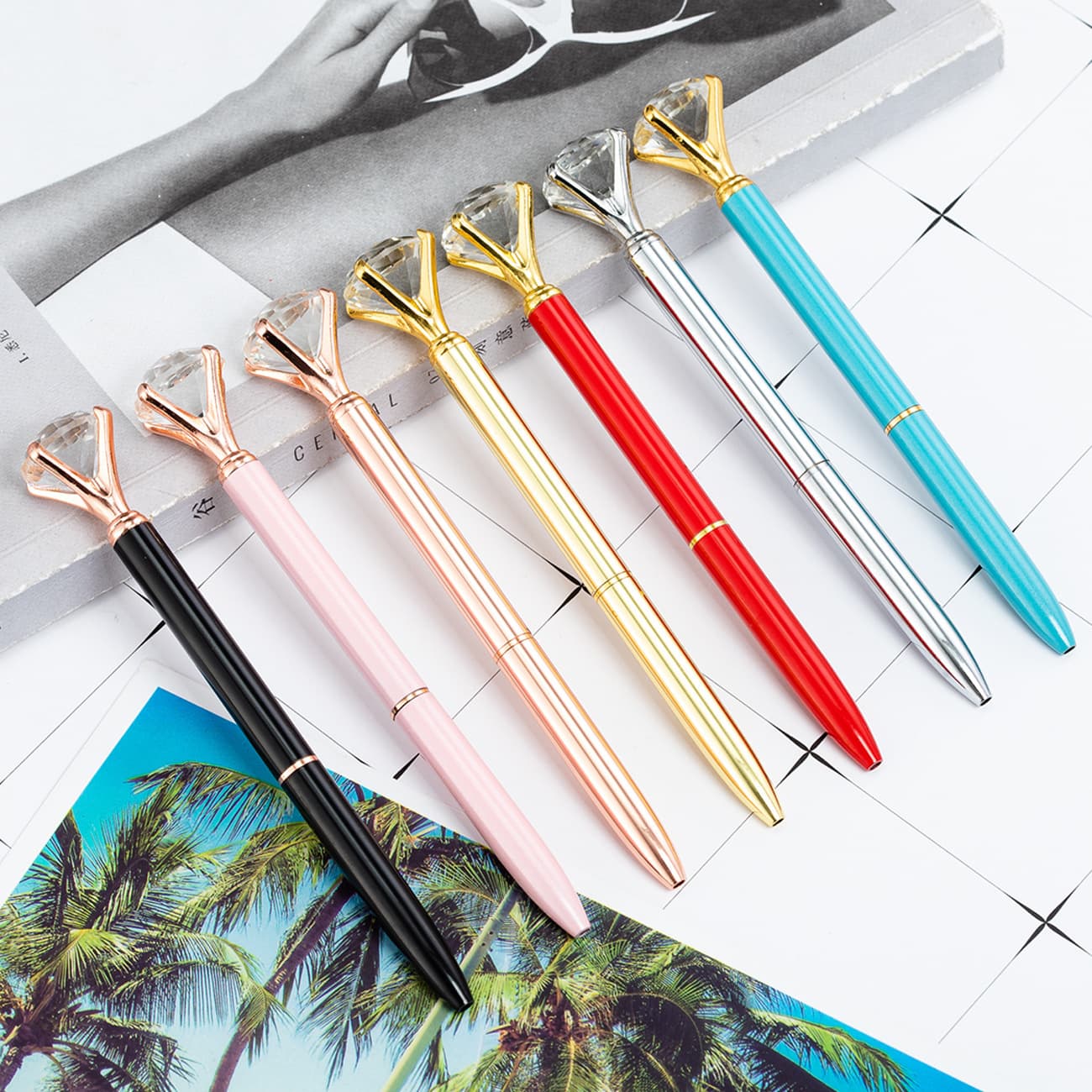 Ballpoint Pen Factory Stock Metal Large Diamond Advertising Ballpoint Pen Creative Diamond Pen Stationery Wholesale Metal Pen