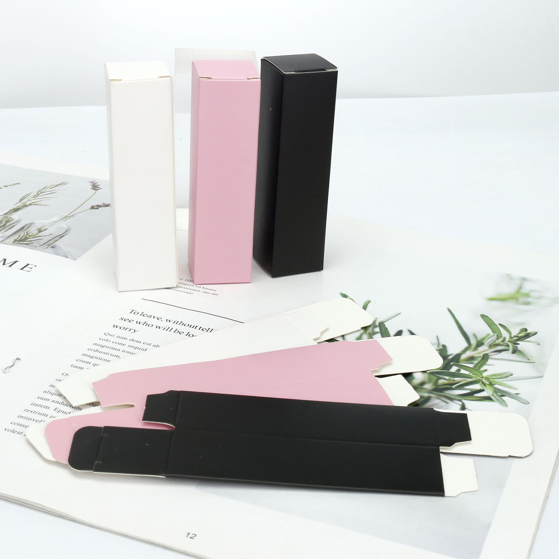 Spot matte lip gloss lipstick packaging box perfume essential oil roller ball bottle packaging square blank small box 25x95