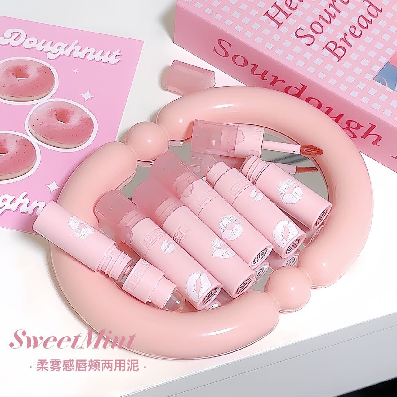 Sweetmint Lip Mud Matte Soft Blush Lip and Cheek Dual-Use Mud, Long-Lasting, Non-Stick Cup, Natural Brightening