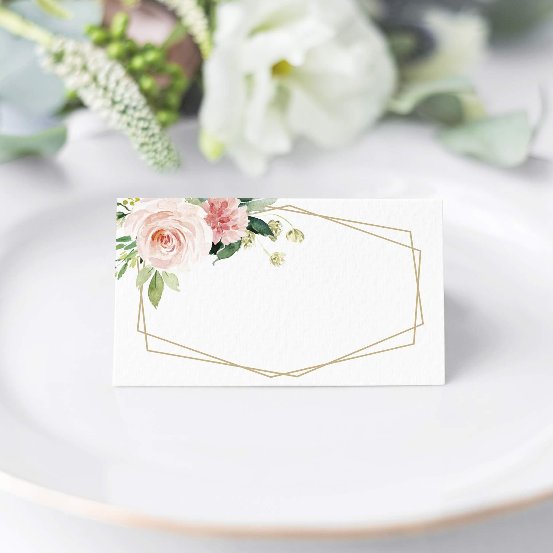 Cross-border wholesale watercolor flowers wedding dinner event seating folding card event decoration card can be written