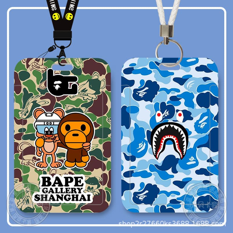 Bape Peripheral Student Sliding Cover Card Holder for Meal Cards, Bus Cards, ID Cards, and Access Cards