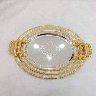 Middle Eastern Plated Metal Mirror Home Decoration Ins Style Crystal Dessert Cake Tray Round Tray Snack Dried Fruit