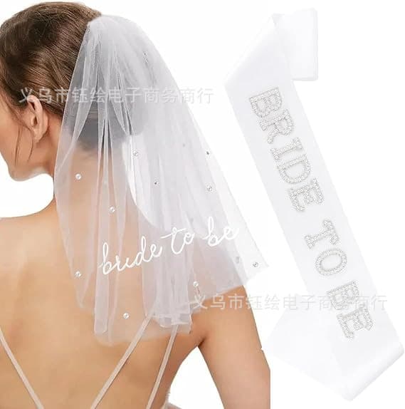 Bride-To-Be Veil Shoulder Strap Bride to Be Bachelorette Party Bride's Pre-Wedding Preparation Ceremony and Engagement Party