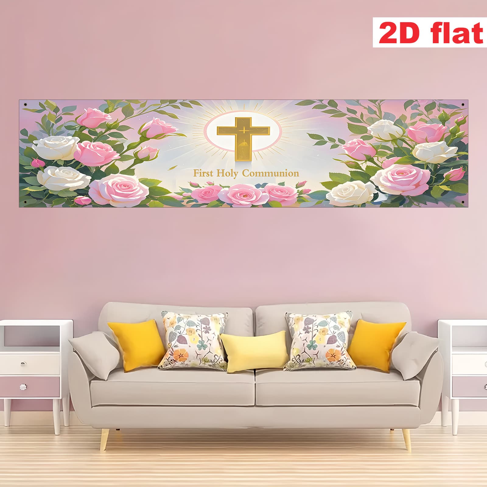 Cross-border new first communion theme courtyard banner cross flower outdoor religious holiday celebration decoration
