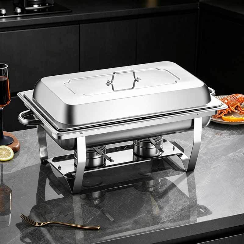 Cross-border New Stainless Steel Chafing Dish Hotel Buffet Stove Rectangular Foldable Flip-top Commercial Insulated Buffet