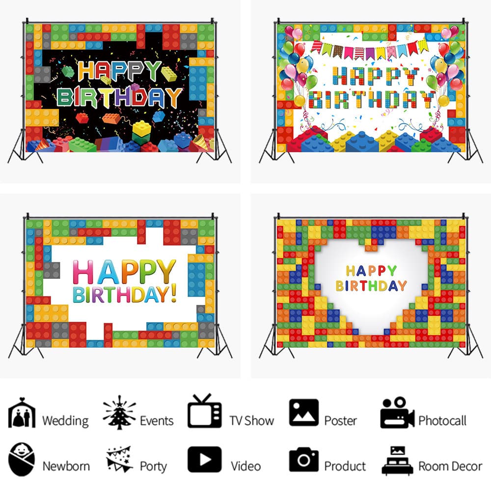 Toy Building Blocks Children's Birthday Foreign Trade Cross-border New Style Photo Material Photography Background Cloth Studio Props Wholesale